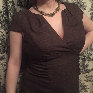 💋 Ruched Brown Tweed Career Dress | Dress Barn